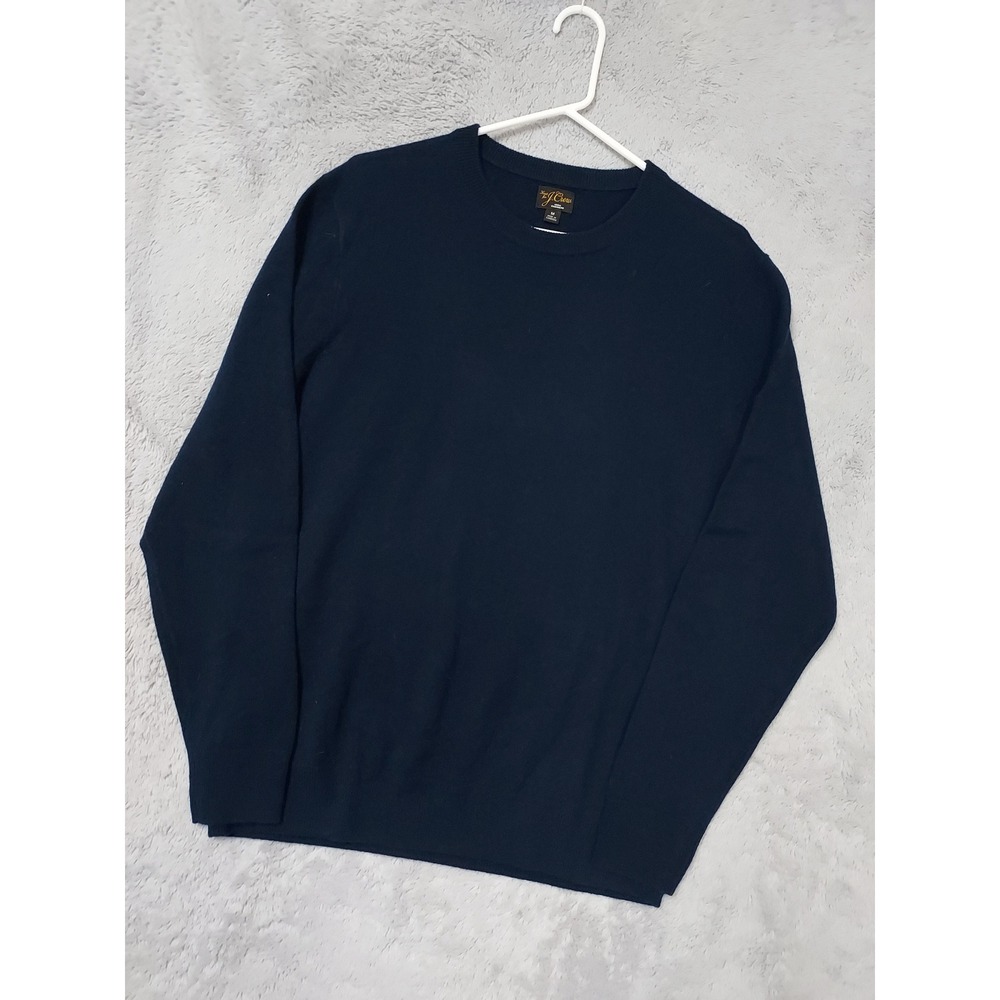 J Crew Sweater Mens Medium Cashmere Crewneck Long Sleeve Navy Blue Preppy EUC